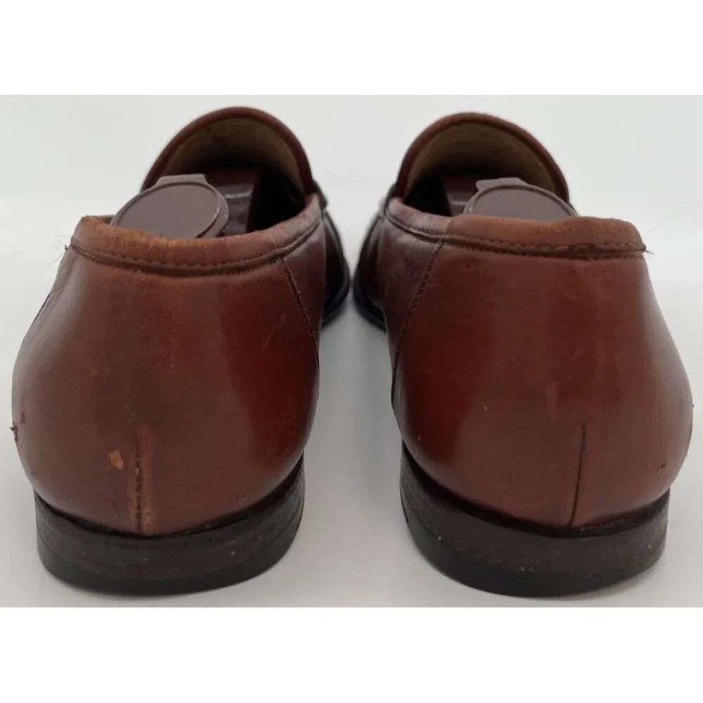 Santoni Brown Leather Penny Loafers Men’s Size 9D Dress Shoes Made In Italy - Picture 6 of 11
